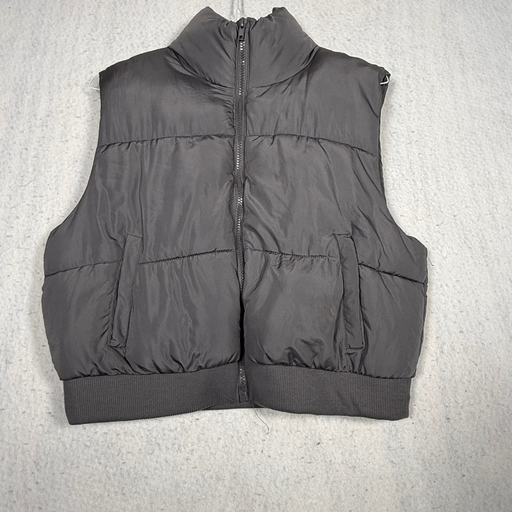 Madden Girl Kids Puffer Vest Gray Full Zip Quilted Sleeveless Jacket Large